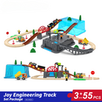 55tlg/Set Holzeisenbahn Gleis-Set Elektrischer Zug Magnetisches Auto Druckguss-Slot Passend für alle Marken Birke Holzschienen-Montagespielzeug Jungen-Geschenk