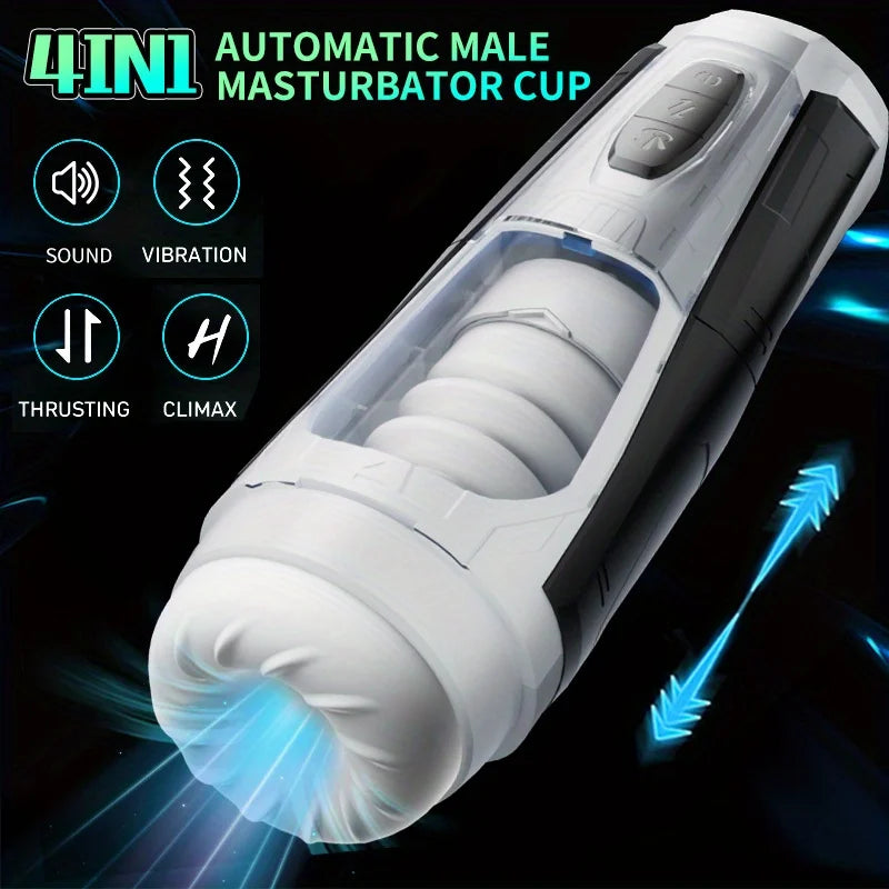 7 stoßende & vibrierende Stimulationsmodi, männlicher Masturbator Cup, realistischer 3D-Ärmel für männliche Masturbation, Penistraining, 18+