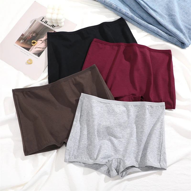 FINETOO 3er-Pack Damen Baumwoll-Boyshorts Atmungsaktive Low-Waist Unifarben Unterwäsche Damen Legere Sport Boxershorts Unterhosen