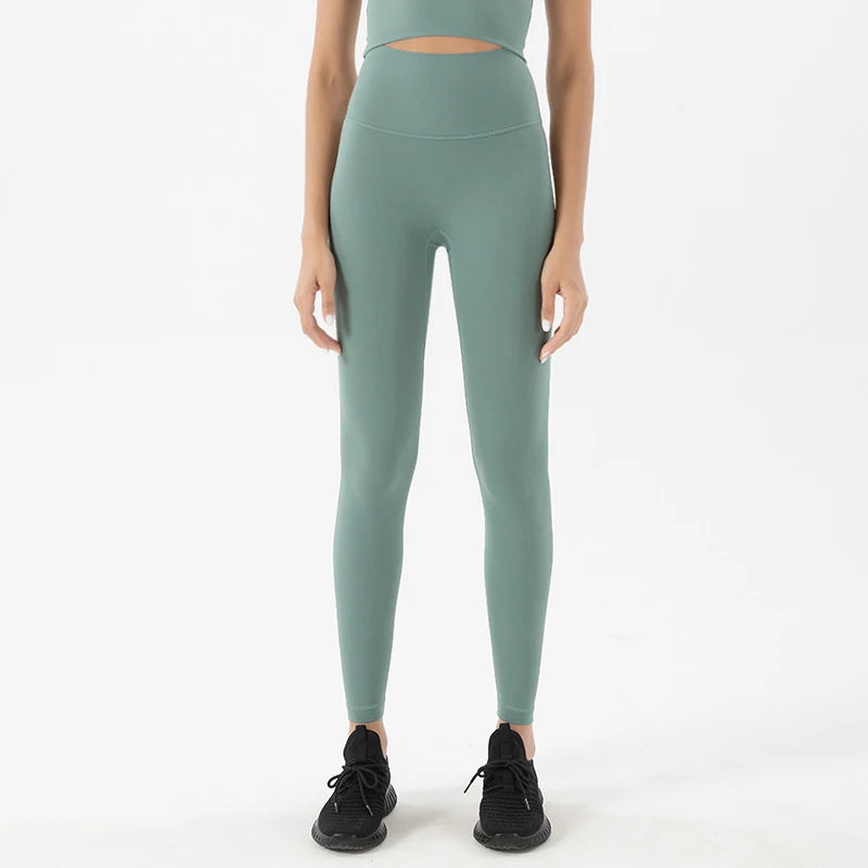 SOISOU Nylon Yogahosen Gym Leggings Damen Mädchen Fitness Weiche Strumpfhosen Hohe Taille Elastisch Atmungsaktiv Keine T-Linie Sporthosen