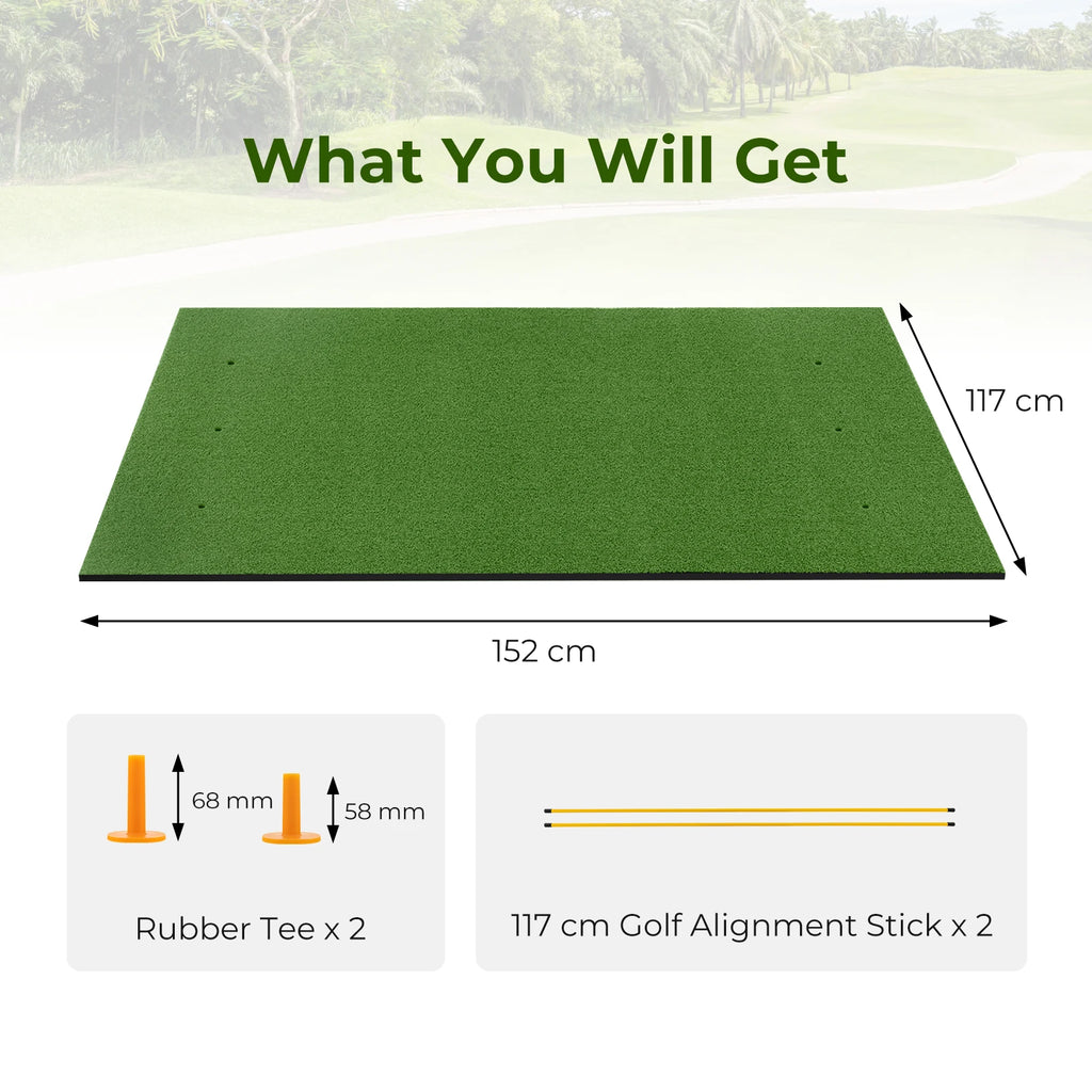 Golf-Übungsmatte mit Kunstrasen, 1,5 x 1,2 Meter, Indoor/Outdoor Abschlagmatte mit Gummi-Tees & Ausrichtungshilfen, Golfmatte
