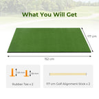 Golf-Übungsmatte mit Kunstrasen, 1,5 x 1,2 Meter, Indoor/Outdoor Abschlagmatte mit Gummi-Tees & Ausrichtungshilfen, Golfmatte