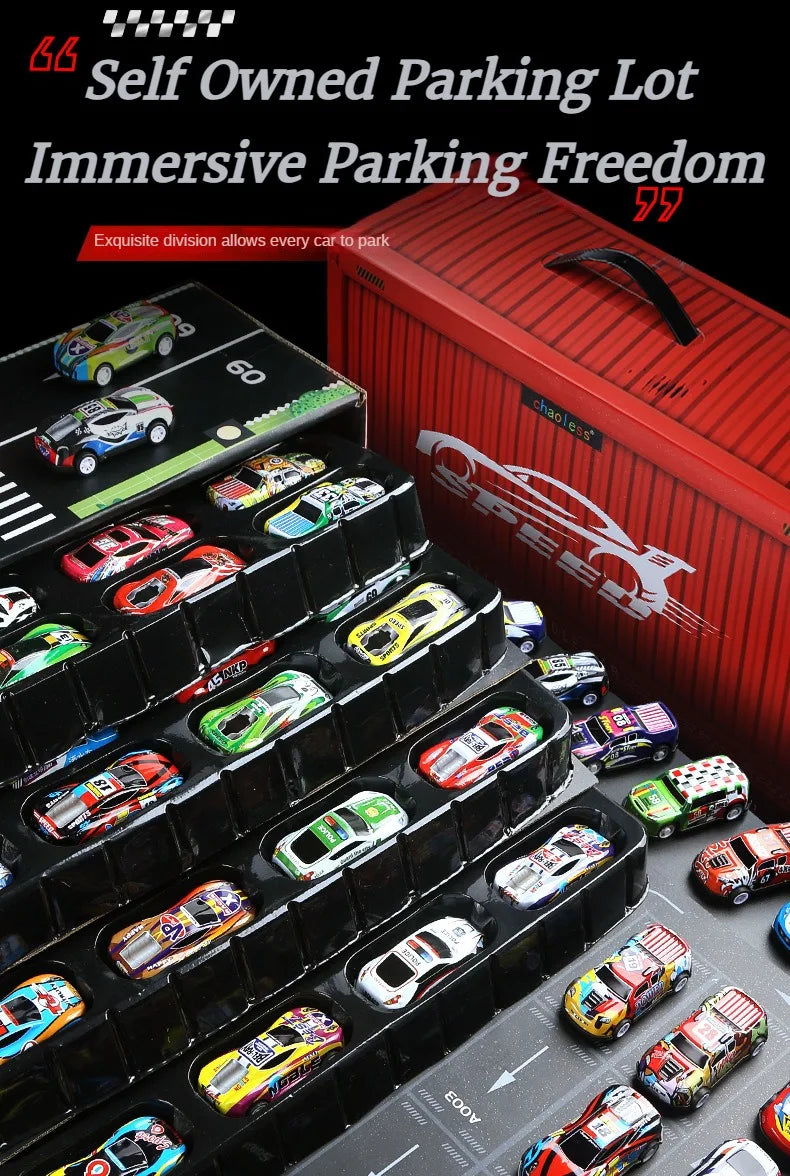 48pcs Metal Iron Alloy Cars Truck Toys Train Track Set Slot Car Models for Children's Toys Boy Miniature Trolleys Christmas Gift