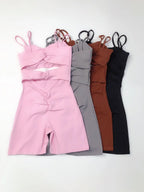 Greenora Damen Workout Strampler Sexy Rückenfrei Yoga Overall Eng Anliegend Body Fitness Activewear Ärmellose Sportbekleidung Einteiler