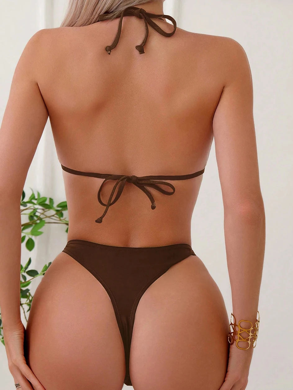 Sexy Micro Bikini 2026 Damen Ketten Badeanzug Damen Bademode Tanga Bikini Set Brasilianischer Zweiteiler Badeanzug Strandbekleidung Bademode