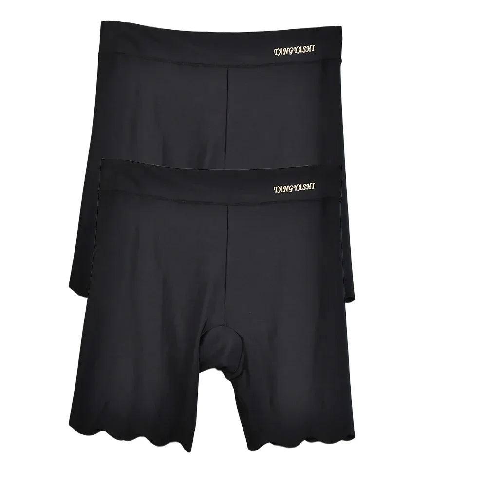 2er-Pack Nahtlose Sicherheits-Shorts Damen Eisseide Sommer Anti-Scheuer Unterwäsche Boxershorts Unterrock-Slip Übergröße Kurze Leggings 40-100kg