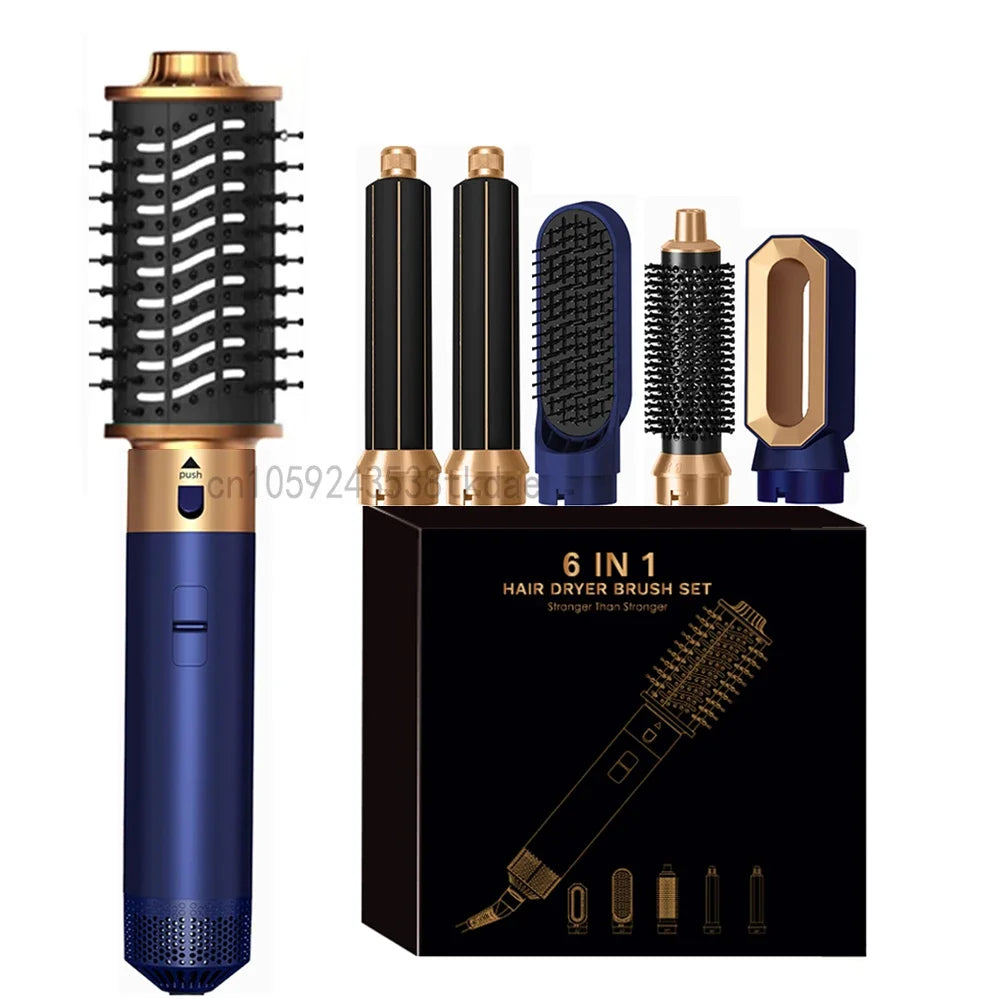 6-in-1 Haartrocknerbürste Heißkamm-Set Professioneller Lockenstab Haarglätter Styling-Tool Luft-Styling Haartrockner Haushaltsgerät