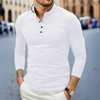 Herren T-Shirt mit Stehkragen, langärmelig, einfarbig, lässig und modisch, vielseitig und bequem, Sommer 2025