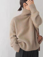 2024 Herbst und Winter Neuer dicker Kaschmirpullover Damen Rollkragenpullover Warm Locker Gestrickter Basispullover Jacke Oberteile