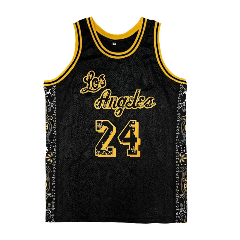 Herren ärmelloses Basketballtrikot, Schlangenhaut-Weste mit gesticktem Schriftzug, locker sitzend, Sportuniform für Herrenbekleidung im Sommer