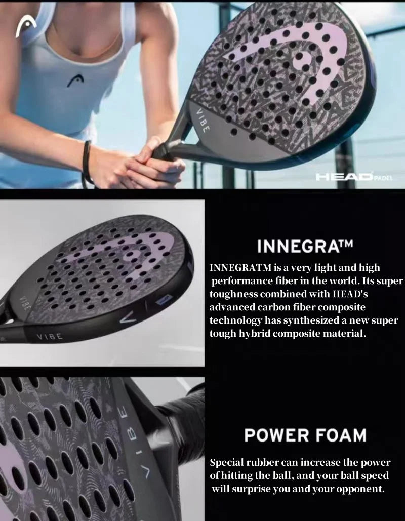HEAD 2025 NEU Tennis-Padel-Schläger VIBE Serie Carbonfaser Eva Memory Flex Schaumstoffkern Padel-Tennisschläger Leichtgewicht