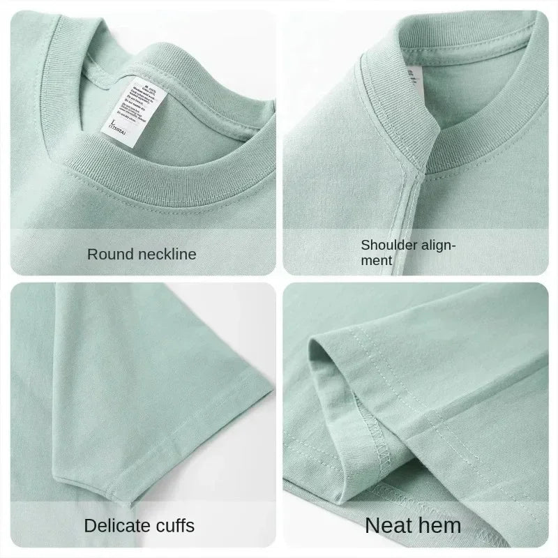 Sommer Baumwolle Strapazierfähiges 300-Gramm-T-Shirt aus amerikanischer Reinbaumwolle für Herren mit kurzen Ärmeln, lässiges Basic-Oberteil, Oversized T-Shirt