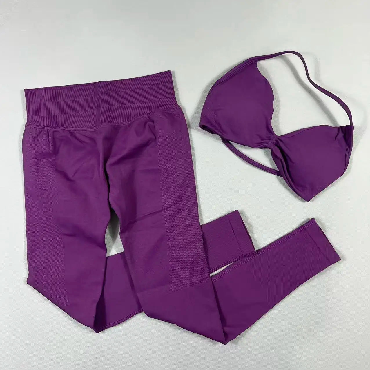 UETEEY Set für Damen, Trägerloser Yoga-BH, Sport-Top, Workout-Leggings-Set, Nahtloses Fitnessstudio-Set, Fitnesskleidung, Outfit, Activewear