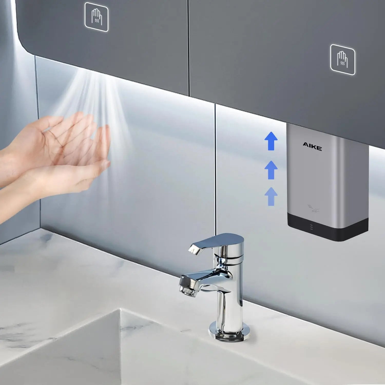 AIKE Automatischer Wand-Händetrockner Tragbarer Mini-Händetrockner WC Hände trocknen 10-15s Schnelles Trocknen 900W 110V oder 220V AK2822