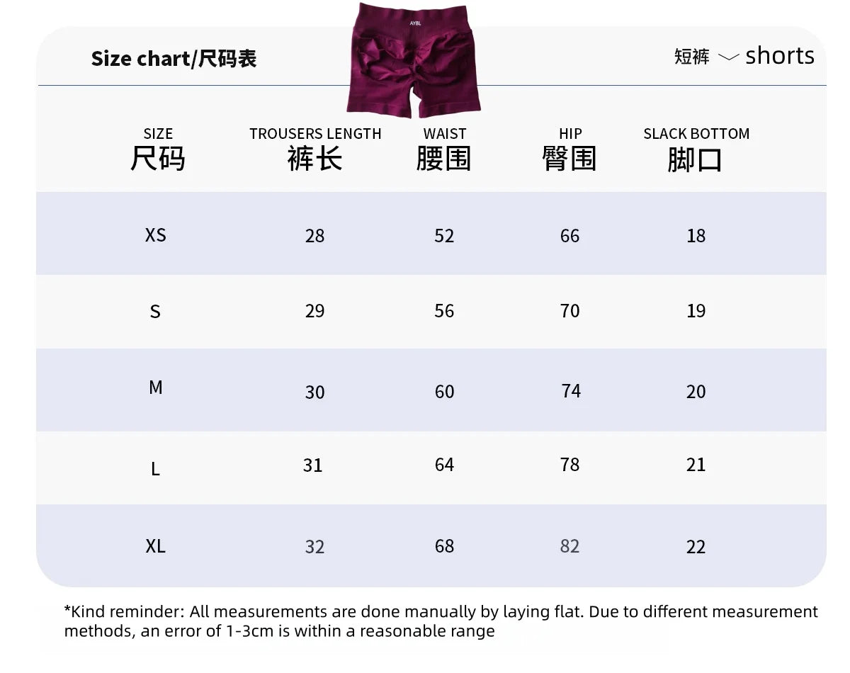 AYBL Fashion Shorts Low Waist Seamless Yoga Shorts Scrunch Bum Gym Shorts Damen Workout Biker Stretch Fitness Shorts