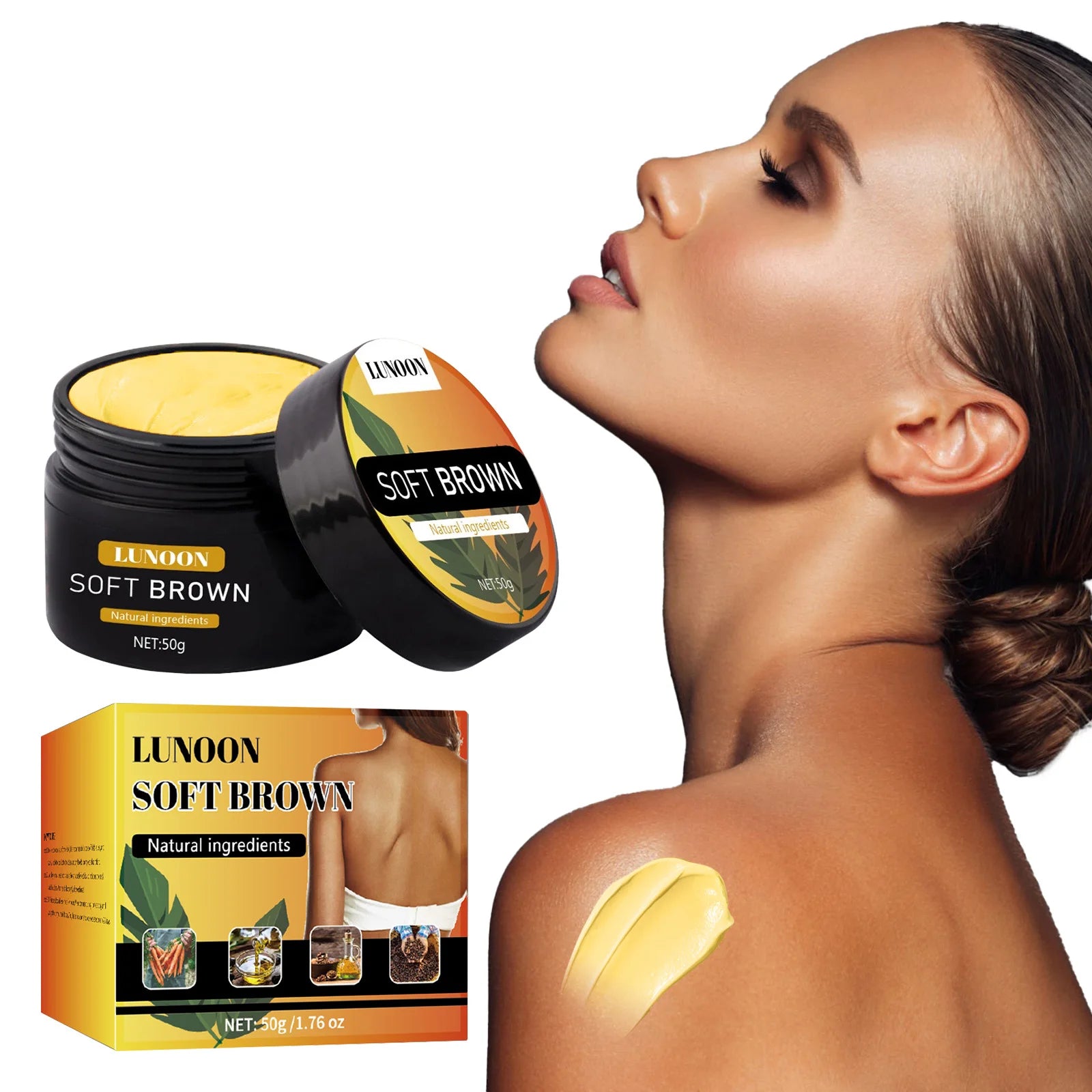 Bräunungscreme mit Sonnenschutz, lang anhaltender Bronzer für Gesicht und Körper, pflegende Formel erzeugt einen natürlichen Verdunkelungseffekt.