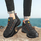 HIKEUP Leder Herrenschuhe für Herren Freizeitschuhe Mode Wasserdicht Winter Luxus Designer Marke Arbeitsstiefel Herren Rutschfeste Sneaker