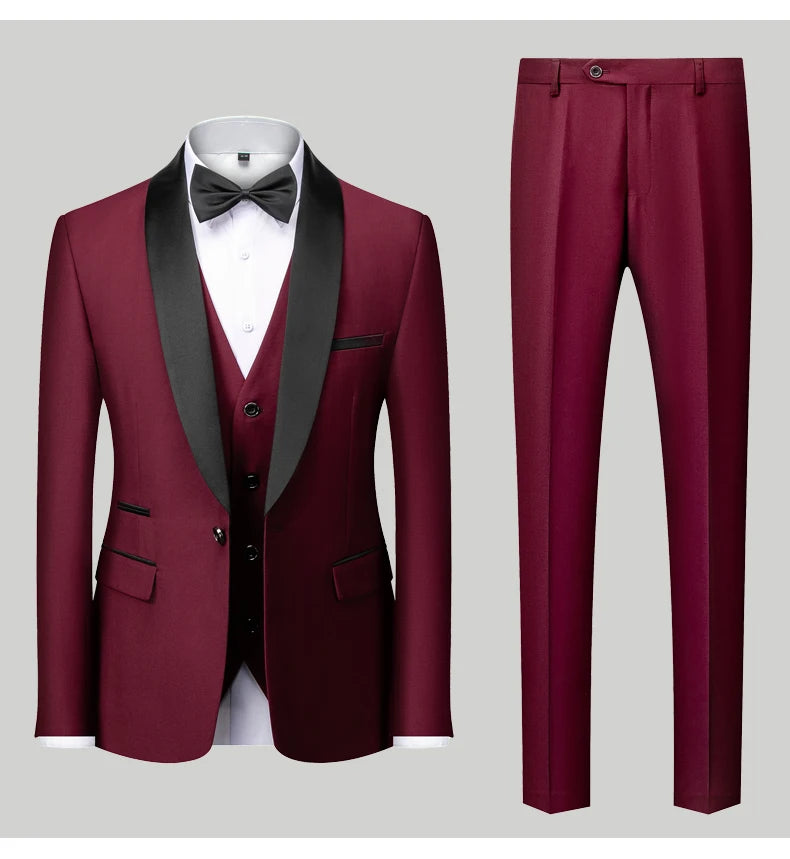 Herren Casual Business Anzug Smoking High End Marken Boutique Mode Sakko Weste Hose Bräutigam Hochzeitsanzug Party Anzug