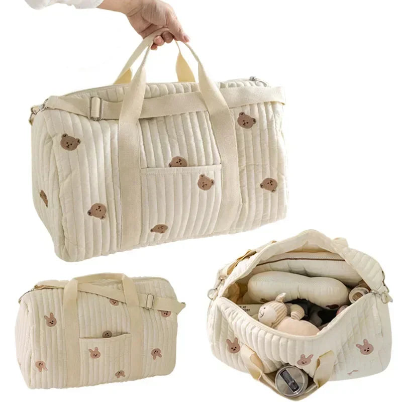 Wickeltasche Bär Umstandspaket Baby Windeltasche Kinderwagen Windel-Organizer Tragbare Einkaufstaschen Reise-Wickeltasche Messenger Bag