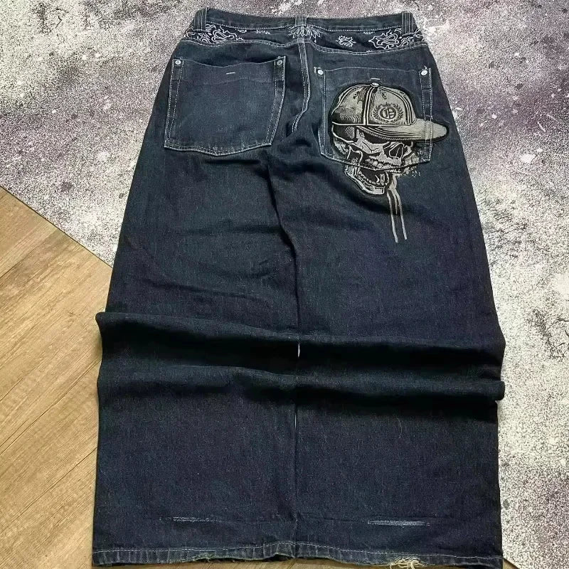 Amerikanische Y2K Street Trend Buchstaben Bestickte Loose Jeans Herren Harajuku Neue Hip Hop Oversized Weite Hose Unisex Mopping Jeans