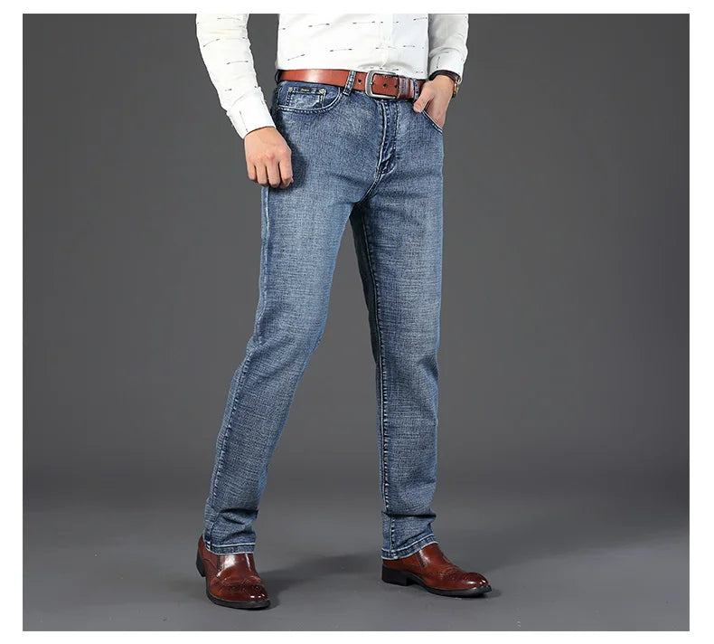 Wthinlee Neue Business Herren Jeans Casual Straight Stretch Fashion Klassische Blau Schwarze Arbeitshose Denim Hose Männer Kleidung