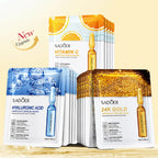 10 St. SADOER 24K Gold Vitamin C Hyaluronsäure Gesichtsmaske Feuchtigkeitsspendend Straffend Hydrierend Gesichtsmasken Hautpflegeprodukte