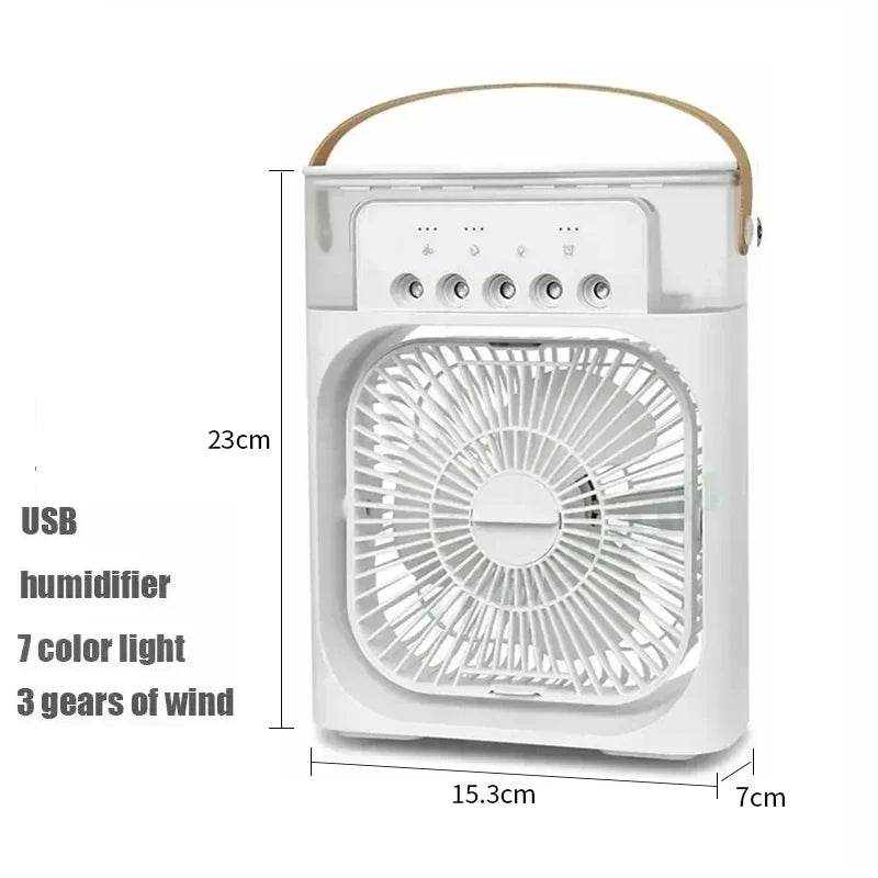 3-in-1 Mini Luftkühler Ventilator Tragbare Haushalts Klimaanlage Luftbefeuchter LED Nachtlicht für Zuhause Büro Schreibtisch Verwendung 25.5x18.5x8cm