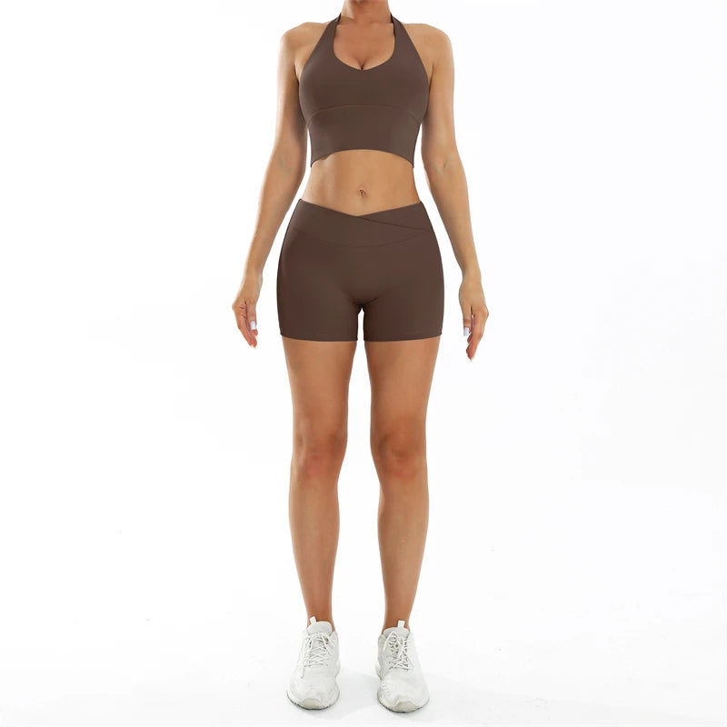 Scrunch-Sportanzug Damen Yoga-Set Gymnastik-Kleidung Sexy Sport-BHs und Schlaghosen-Sets Fitness-Outfits Damen Trainingskleidung