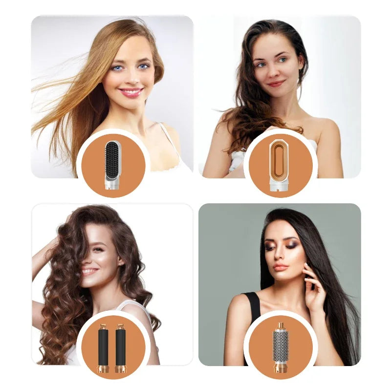 5-in-1 Warmluftbürste Heißluftkamm-Set Professioneller Lockenstab Haarglätter Styling-Tool für professionelle Haartrockner