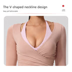 Neue Sommer Damen Yoga Langarm Einteiler Träger Yoga Kleidung Weibliches Training Premium Ballett WickeloberteileFrauen Fitness Sport Top