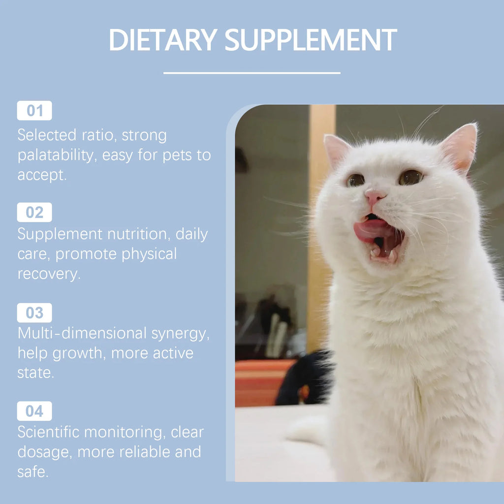 Yegbong 50ml Katzenvitamin-Nahrungsergänzungsmittel Tägliche Pflege zur Unterstützung der Ernährung, Förderung des Wachstums und Unterstützung der Genesung von Katzen, Vitaminpflegetropfen