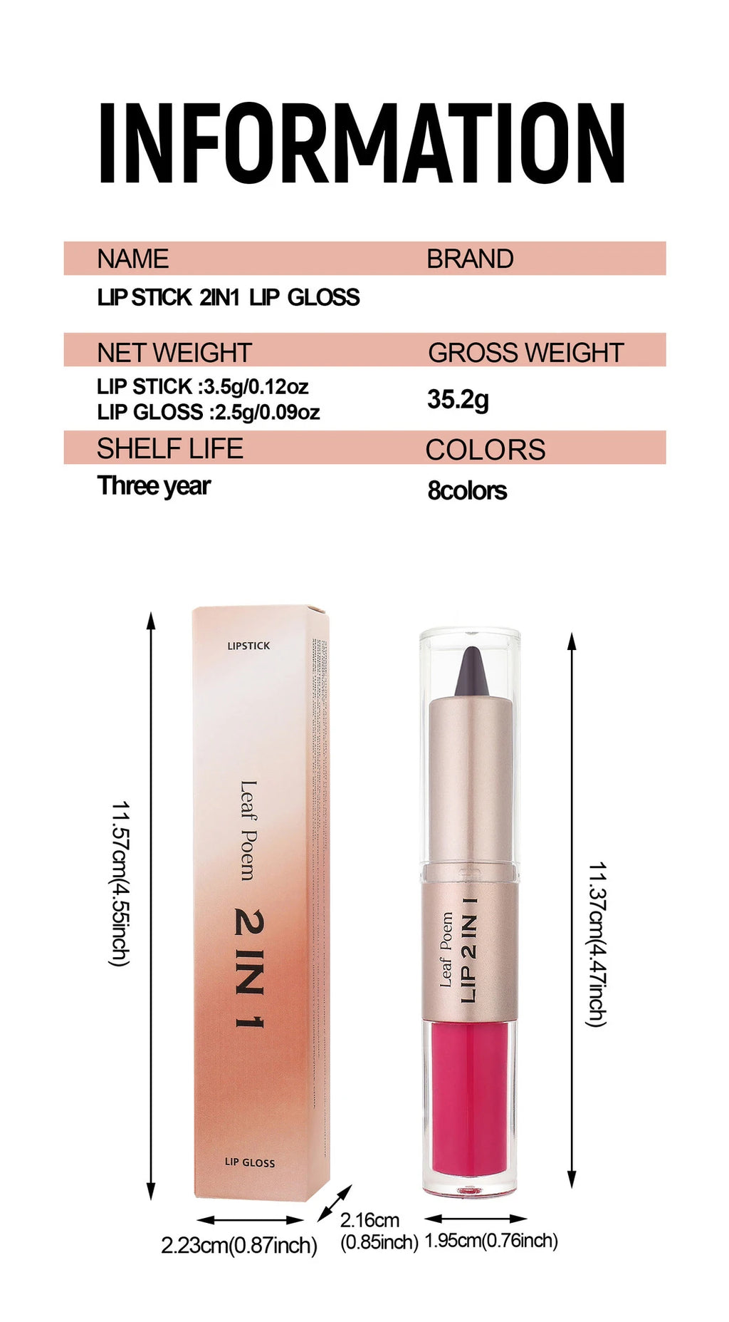Schwarzer brauner, spitz zulaufender Lipliner-Konturenstift, doppelseitiger Spiegel, aufpolsternder Lippenglanz, kristallklarer Lipgloss, sexy roter Lippen-Tint-Make-up