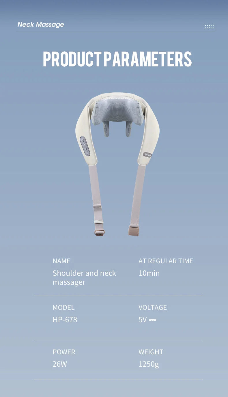 Foreverlily 26W Bürstenloser Motor Nacken- und Schultermassagegerät Kabelloses Nacken- und Rückenmassage-Schal Nackenmassager