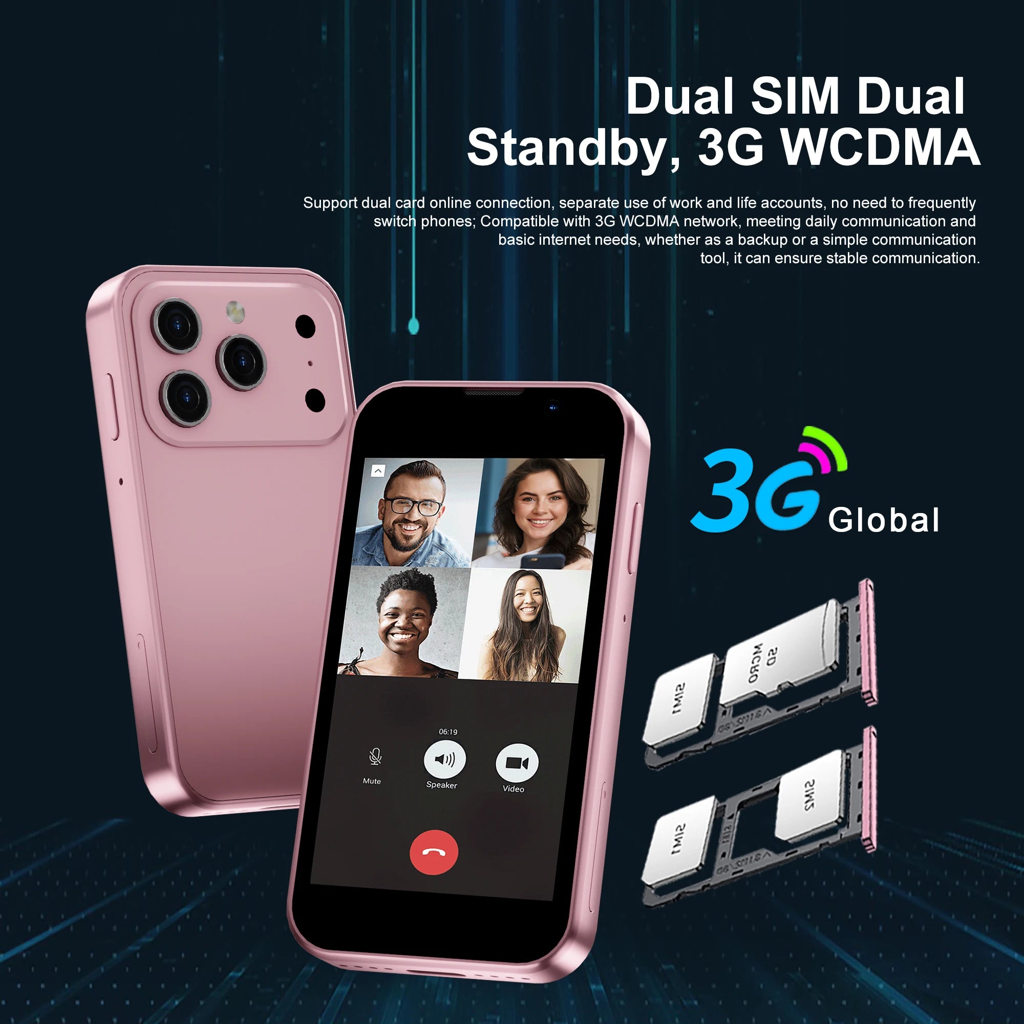 SERVO 17SE MINI 3G winziges Smartphone Android System Play Store 2GB+16GB WhatsApp GPS WiFi Dual-SIM 3.0" kleines intelligentes Handy