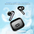 Drahtlose Kopfhörer 40dB Geräuschunterdrückung Bluetooth 5.3 Kopfhörer 6 Mikrofone ENC mit LED-Anzeige HD-Anruf TWS-Ohrhörer Transparenzmodus