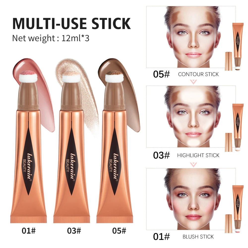 Make-up-Set Anfänger-Kit Grundierung Feuchtigkeitsspendender Concealer Feuchtigkeits-Lipgloss Highlighter-Stift & Rouge Gesichts-Make-up-Sets Geschenk