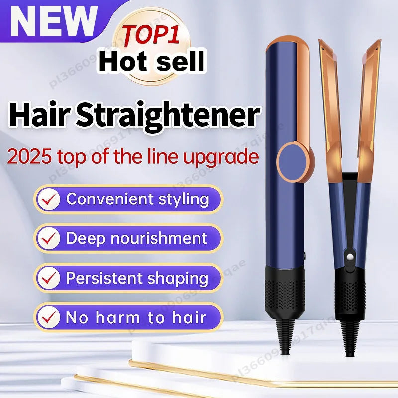 2-in-1 Hair Dryer and Flat Iron Dual Heat Negative Ion Hair Styler for Quick Drying and Straightening Travel Friendly Home Use