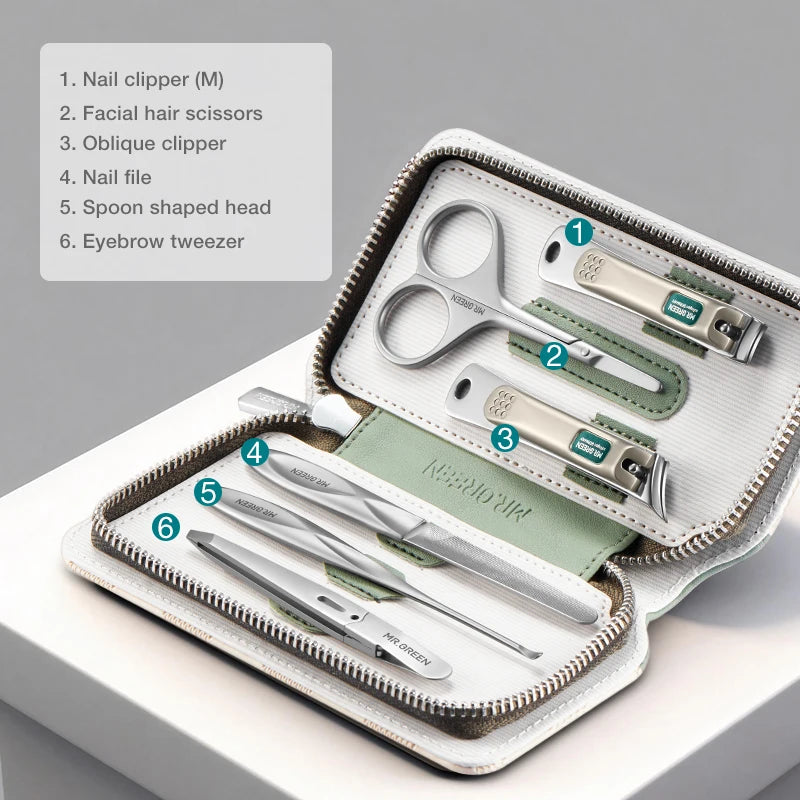 MR.GREEN Premium Maniküre-Set: Profi-Edelstahlwerkzeuge mit klaren Linien & reisefertigem Design, tragbare Tasche
