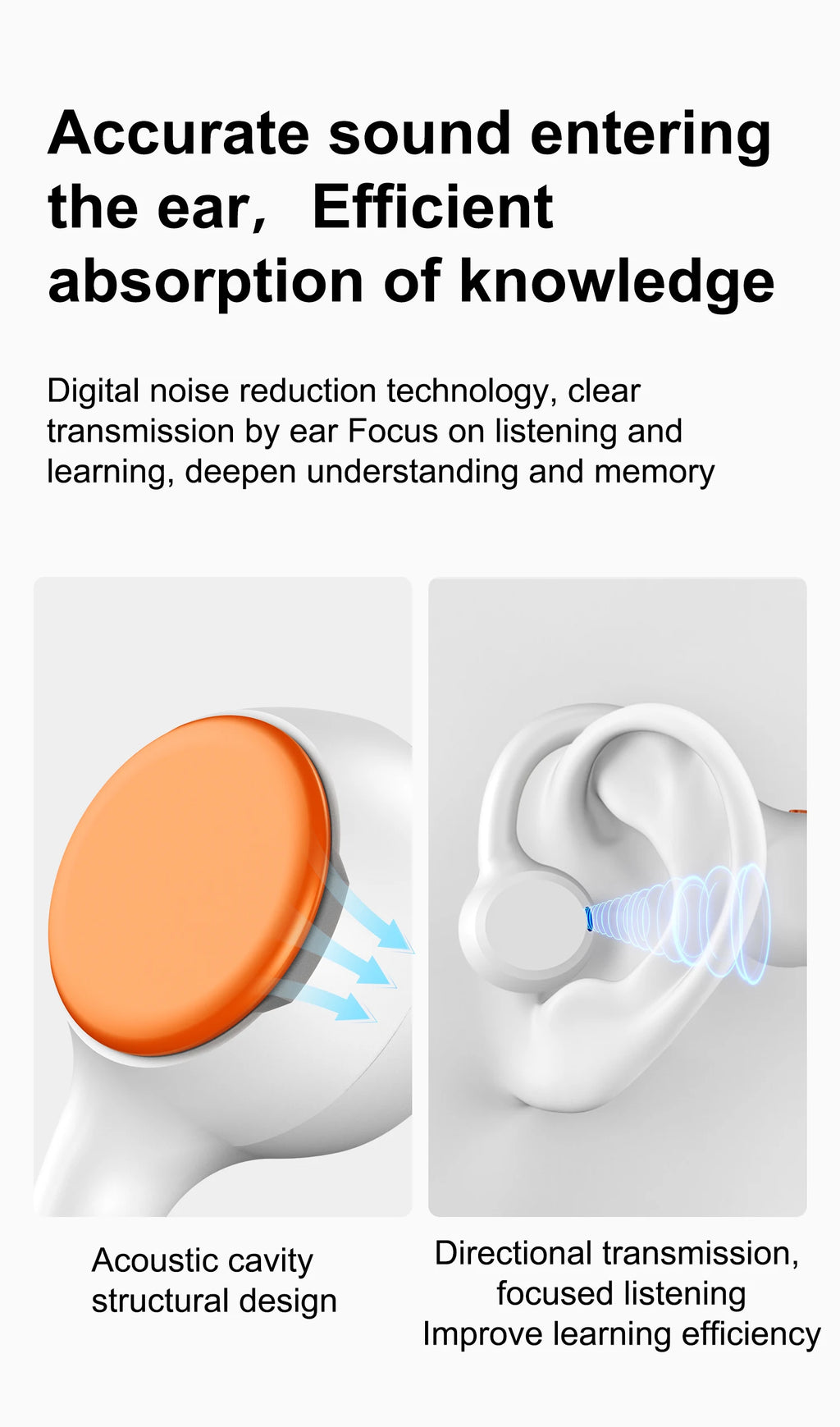 Air-Conduction-Stereo-Kopfhörer Kinder Open-Ear-Bluetooth-6.0-Ohrhörer Drahtlose Geräuschunterdrückung Lern-Musik-Headset Ohrbügel