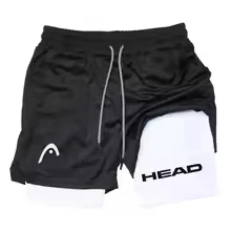 Laufshorts Herren Fitnessstudio Training 2-in-1 Sport Kompression Mode Schnelltrocknend Workout Harajuku Jogging Doppellagig Sommer