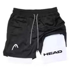Laufshorts Herren Fitnessstudio Training 2-in-1 Sport Kompression Mode Schnelltrocknend Workout Harajuku Jogging Doppellagig Sommer