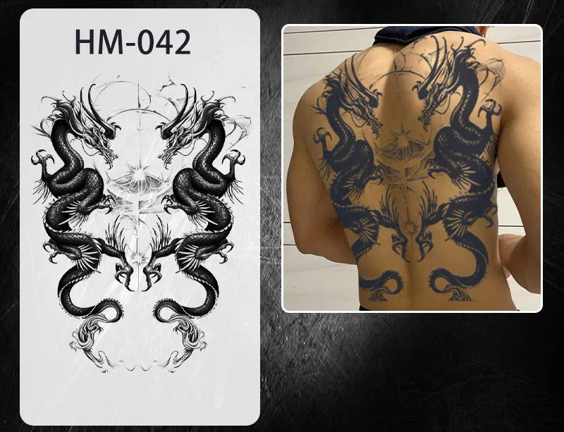 Magic Juice Tinte Wasserdichte Tattoo Aufkleber Große Größe Kräutersaft Temporäre Tattoos Männer Body Art Drache Tiger