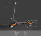 JOYOR S10-S-Z E-Scooter 60V 18Ah Doppelmotor 2000W 10 Zoll Reifen Erwachsenen E-Scooter Schwarz Höchstgeschwindigkeit 65km/h Reichweite 70-85km