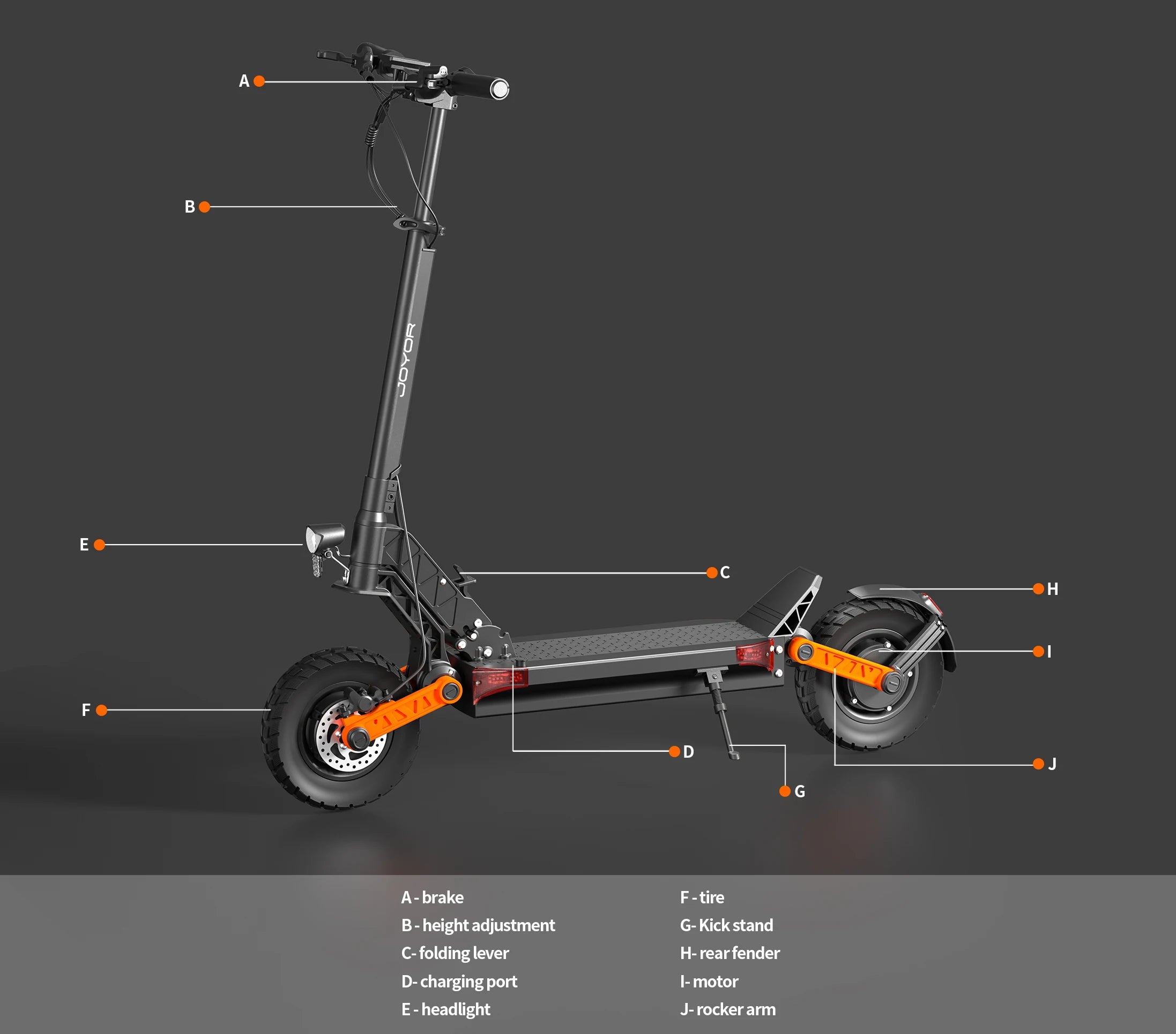 JOYOR S10-S-Z E-Scooter 60V 18Ah Doppelmotor 2000W 10 Zoll Reifen Erwachsenen E-Scooter Schwarz Höchstgeschwindigkeit 65km/h Reichweite 70-85km