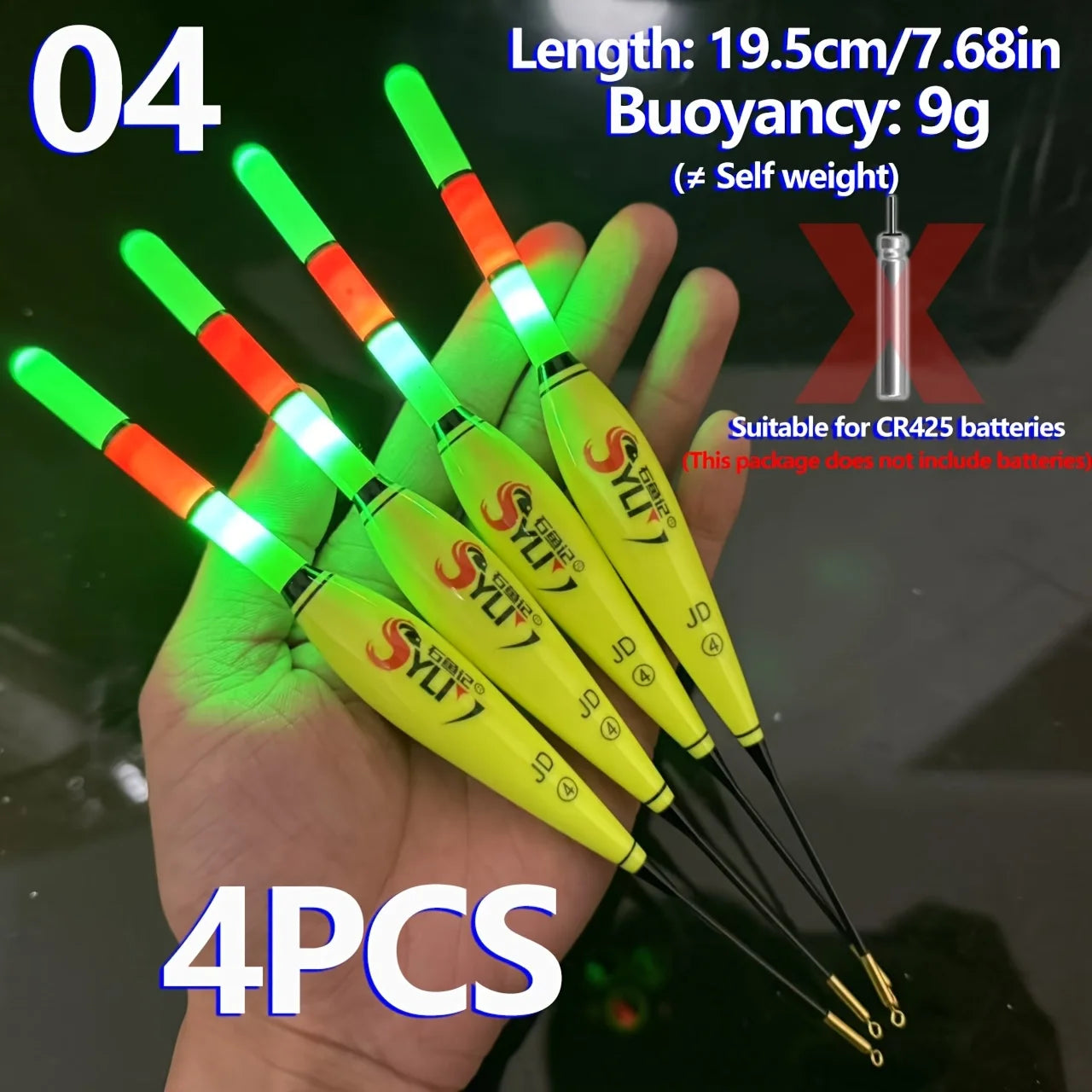 4PCS Angeln Nachtpose Elektronische Leuchtende Fette Sichtbarkeit Europäische Karpfenangelset Leuchtpose (Ohne Batterie)