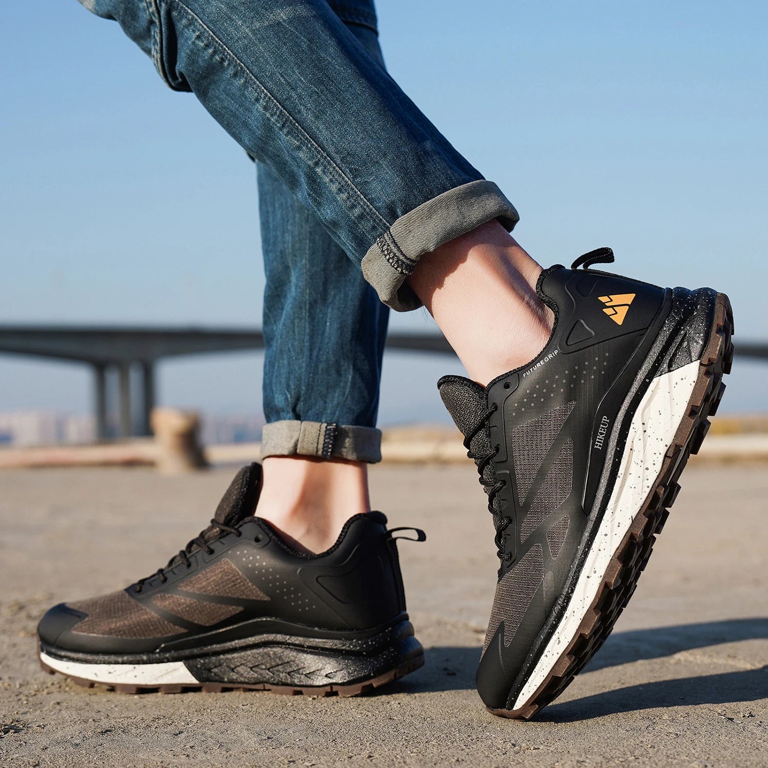 HIKEUP Outdoor Men's Sneakers Women Breathable Trail Running Shoes Hiking Shoes Trail Male Comfort Trekking Running Sneakers