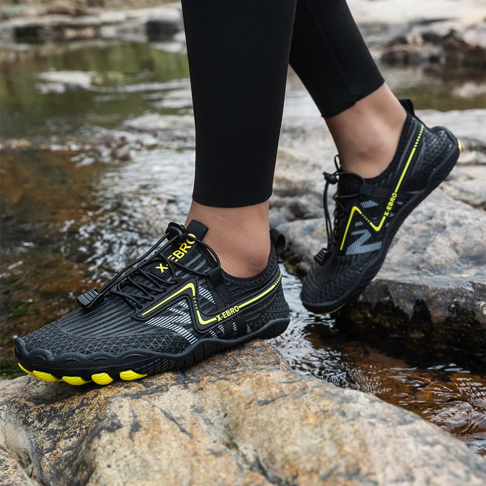Oiaano Barfußschuhe Herren Schwarz Damen Wassernetz Minimalistische Sneaker Sport Aqua Strand Weiche Sohle Leicht Atmungsaktiv Outdoor Wandern