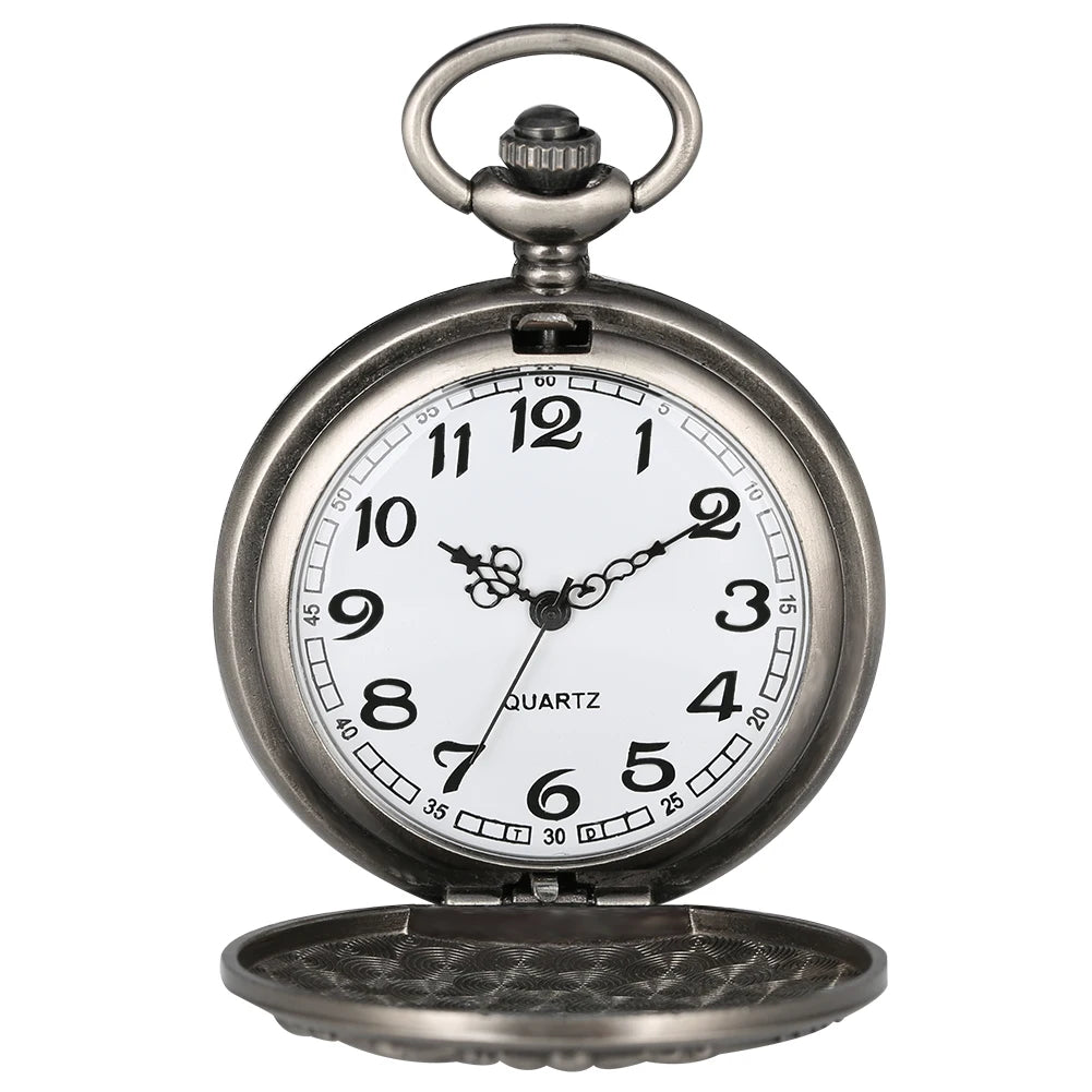 Retro Gray Three-headed Fire Dragon Necklace Quartz Pocket Watch Men Antique Nordic Amulet Pendant Women Game Movie Jewelry Hour