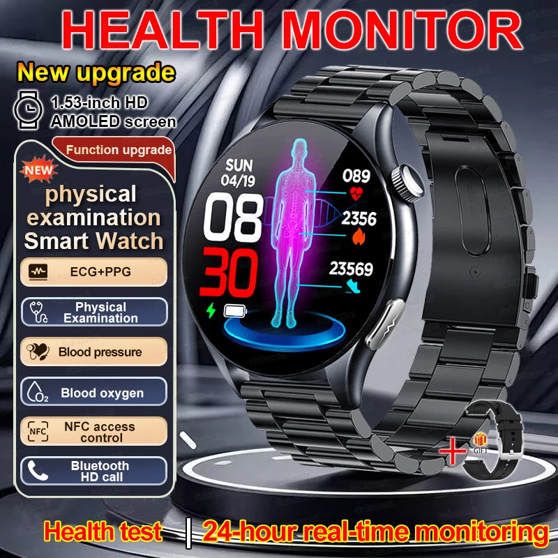 2026 Neue Smartwatch NFC EKG+PPG Blutsauerstoff Harnsäure Blutdruck Saphir Smartwatch Herren für Android iOS Smartwatch Herren