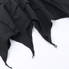 Sommer-Fashion Kurze Röcke Neue sexy Damen Gothic Punk Irreguläre Röcke Einfarbig Tunnelzug zum Binden Geraffte Rüschen Minirock